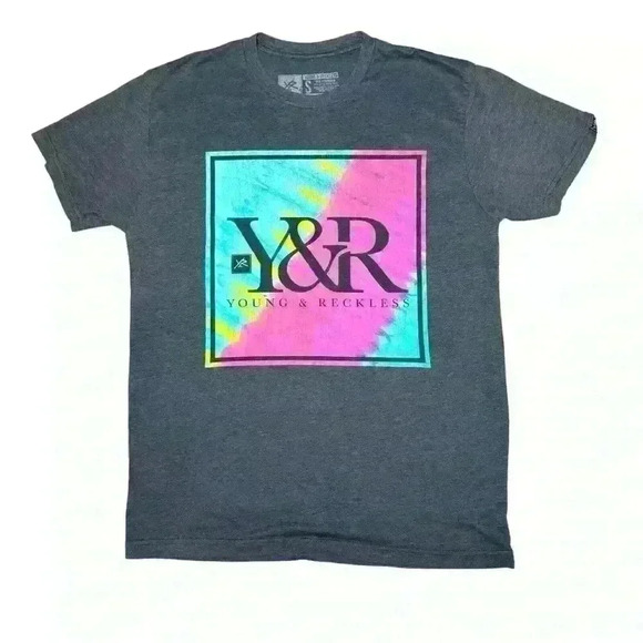 Young & Reckless Men’s Tie Dye Logo T-Shirt Small - Picture 1 of 6